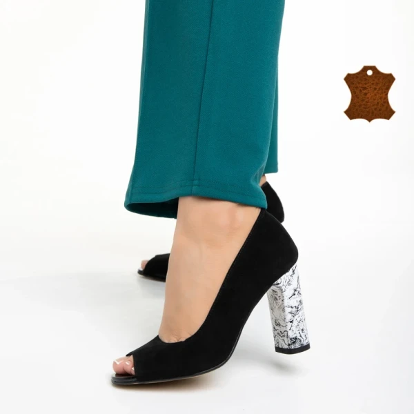 Marco fekete női cipő, Cecelia fordított bőrből készült