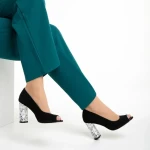 Marco fekete női cipő, Cecelia fordított bőrből készült