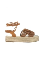 Akulina barna női szandál, textil anyagból készült