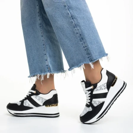 Izebel fekete női sportcipő, műbőrből készült