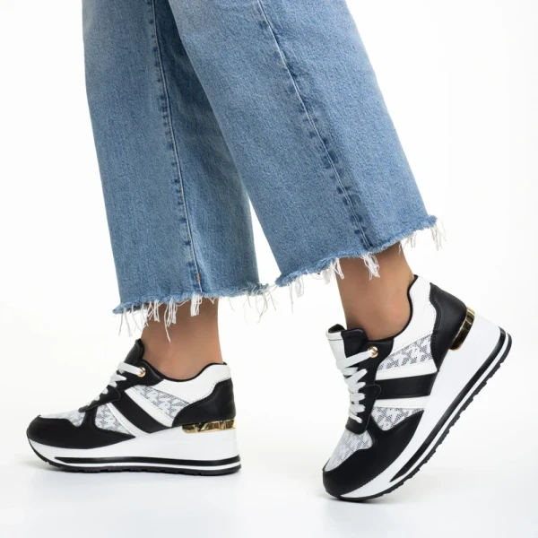 Izebel fekete női sportcipő, műbőrből készült