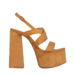 Fabricia camel női szandál, textil anyagból készült