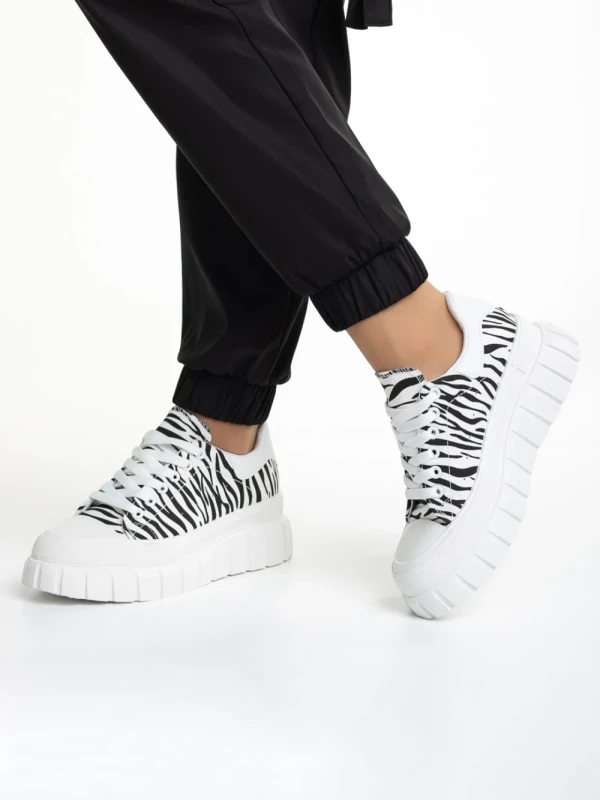 Abon fehér és fekete női tornacipő, textil anyagból készült