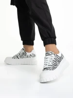 Abon fehér és fekete női tornacipő, textil anyagból készült