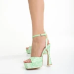 Nerissa zöld női szandál, textil anyagból készült