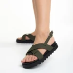 Helvia zöld női szandál, műbőrből készült