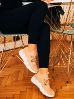Ankita bézs női sportcipő, textil anyagból készült