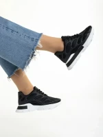 Wera fekete női sportcipő, textil anyagból készült