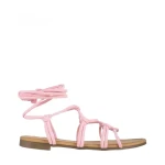 Nesrin rózsaszín női szandál, textil anyagból készült