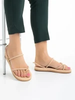 Nettie bézs női szandál, textil anyagból készült