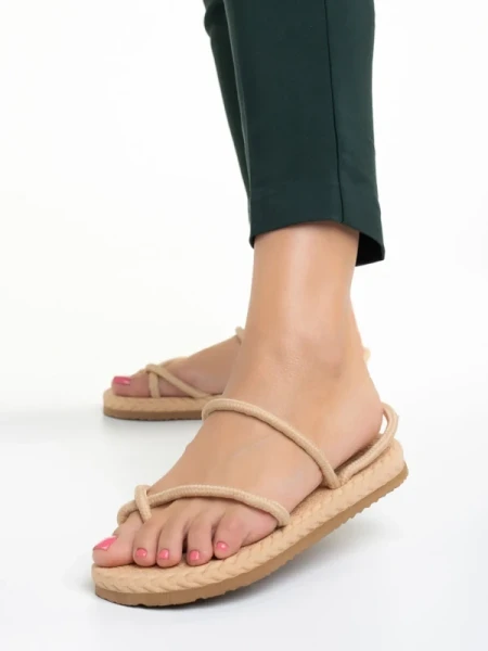 Nettie bézs női szandál, textil anyagból készült