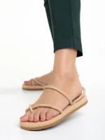 Nettie bézs női szandál, textil anyagból készült