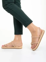 Nettie bézs női szandál, textil anyagból készült