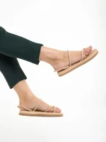 Nettie bézs női szandál, textil anyagból készült