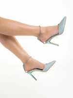 Stanka kék női cipő, műbőrből készült