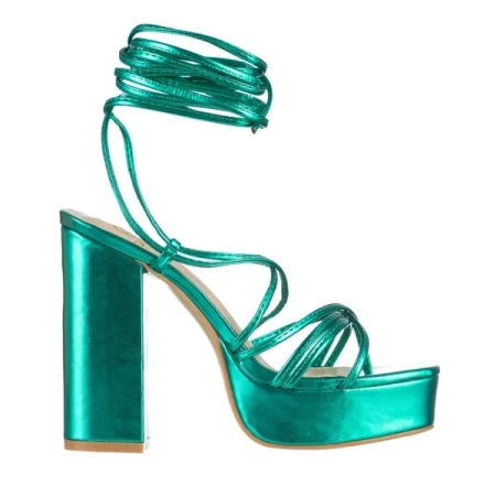 Dimitra zöld női szandál, műbőrből készült