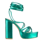 Dimitra zöld női szandál, műbőrből készült