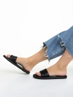 Gerel fekete női papucs, műbőrből készült