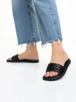 Gerel fekete női papucs, műbőrből készült
