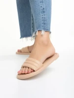 Gerel sötét bézs női papucs, műbőrből készült