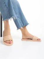 Gerel sötét bézs női papucs, műbőrből készült