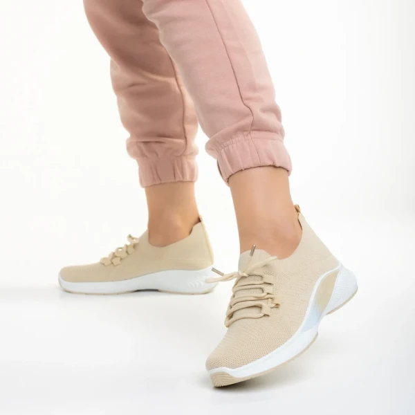 Matrona bézs női sportcipő, textil anyagból készült