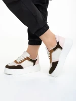 Jaylin bézs és rózsaszín női sportcipő, műbőrből készült