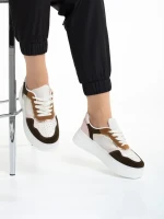 Jaylin bézs és rózsaszín női sportcipő, műbőrből készült