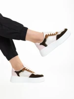 Jaylin bézs és rózsaszín női sportcipő, műbőrből készült