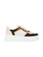 Jaylin bézs és rózsaszín női sportcipő, műbőrből készült