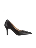 Katla fekete női cipő sarokkal, műbőrből készült