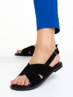 Girlhood fekete női szandál, Alvina fordított bőrből készült