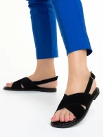 Girlhood fekete női szandál, Alvina fordított bőrből készült