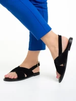 Girlhood fekete női szandál, Alvina fordított bőrből készült