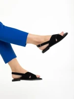 Girlhood fekete női szandál, Alvina fordított bőrből készült