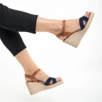 Girlhood kék női szandál, Ainara valódi bőrből