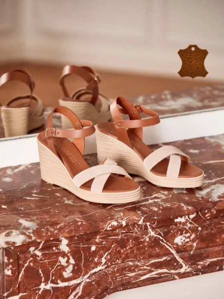 Girlhood bézs női szandál, Ainara valódi bőrből