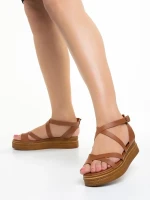 Girlhood camel női szandál, Areti valódi bőrből
