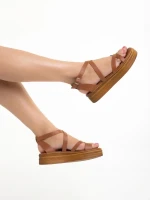 Girlhood camel női szandál, Areti valódi bőrből