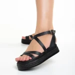 Girlhood fekete női szandál, Areti valódi bőrből