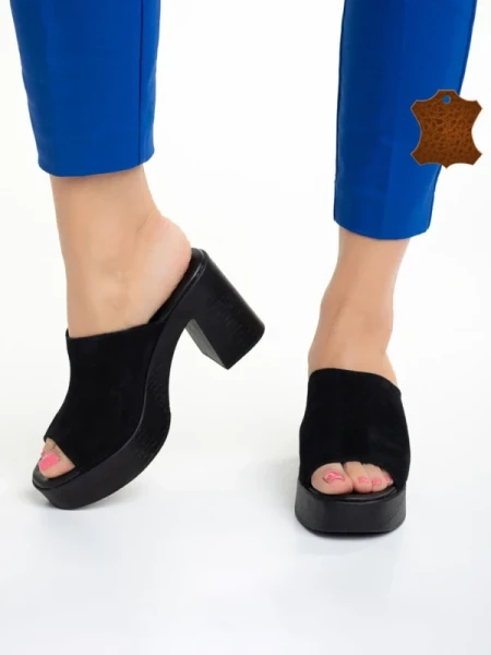 Girlhood fekete női papucs, Anisa fordított bőrből készült