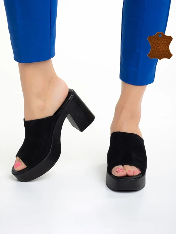 Girlhood fekete női papucs, Anisa fordított bőrből készült