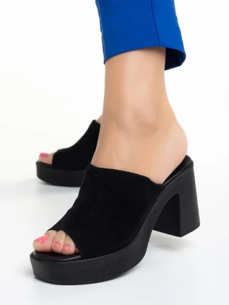 Girlhood fekete női papucs, Anisa fordított bőrből készült