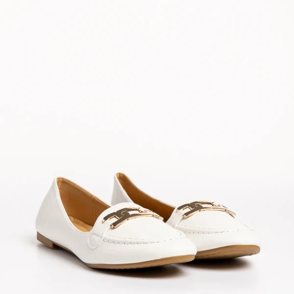 Aelia fehér női mokaszin, műbőrből készült