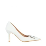 Katla fehér női cipő sarokkal, műbőrből készült