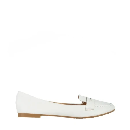 Adelais fehér női mokaszin, műbőrből készült