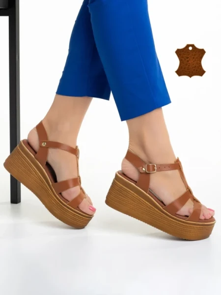 Girlhood camel női szandál, Afroditi valódi bőrből