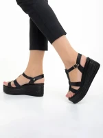 Girlhood fekete női szandál, Afroditi valódi bőrből