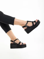 Girlhood fekete női szandál, Afroditi valódi bőrből