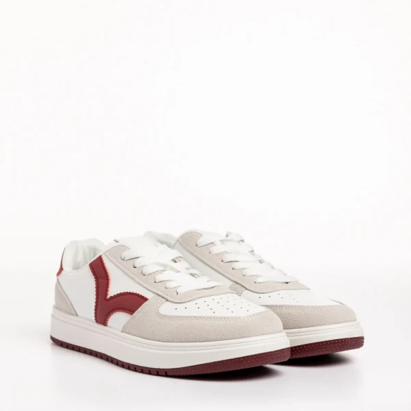 Criseida fehér és cseresznye női sportcipő, műbőrből készült